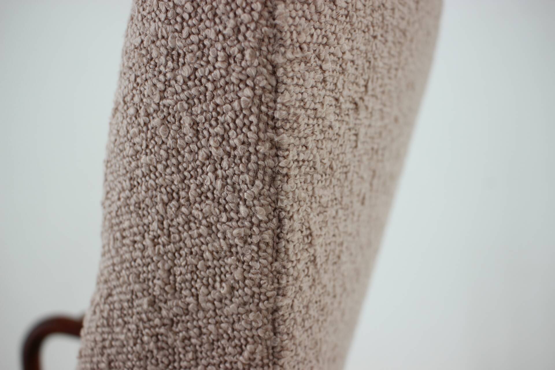 1960s pair of restored danish armchairs in boucle