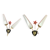 Large Pair of Vintage 70s Wall Lights