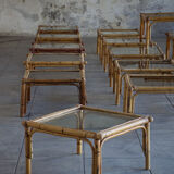 Set of eighteen rattan coffee tables 1950'
