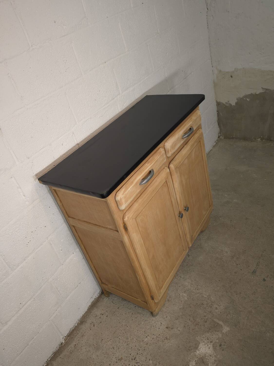 Small kitchen cabinet / small Mado sideboard in raw wood, 1950