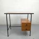 Bureau vintage formica et métal caisson deux tiroirs