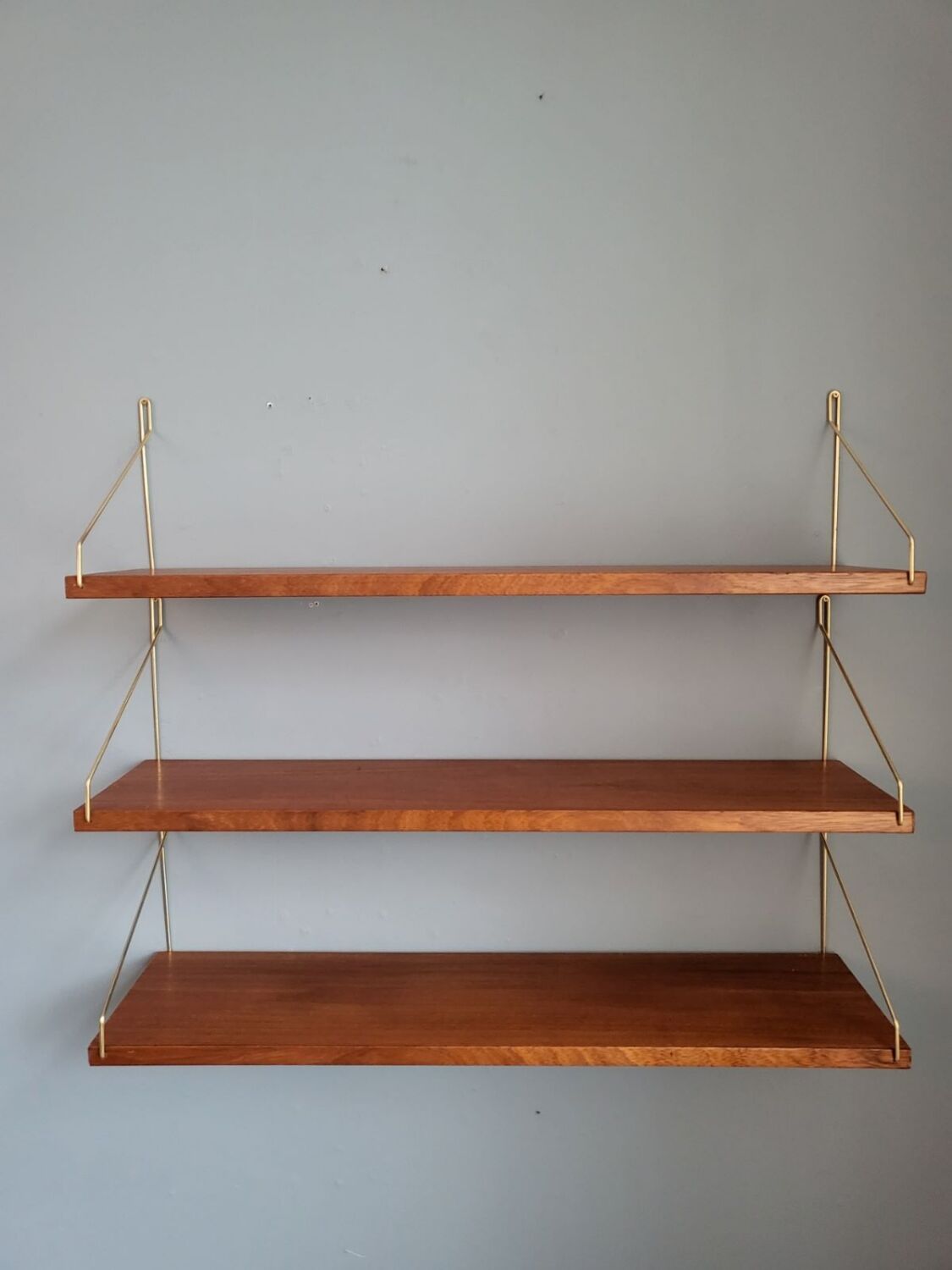 Set of 3 norwegian teak wall shelves