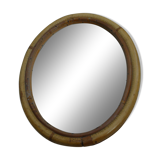 Miroir oval en bambou  années 60 - 37x29cm