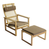 Børge Mogensen Modèle 2254 Chaise luge en chêne avec pouf