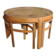 Tables gigognes en teck blond et plateau verre par Nathan, années 1960 (set de 3)