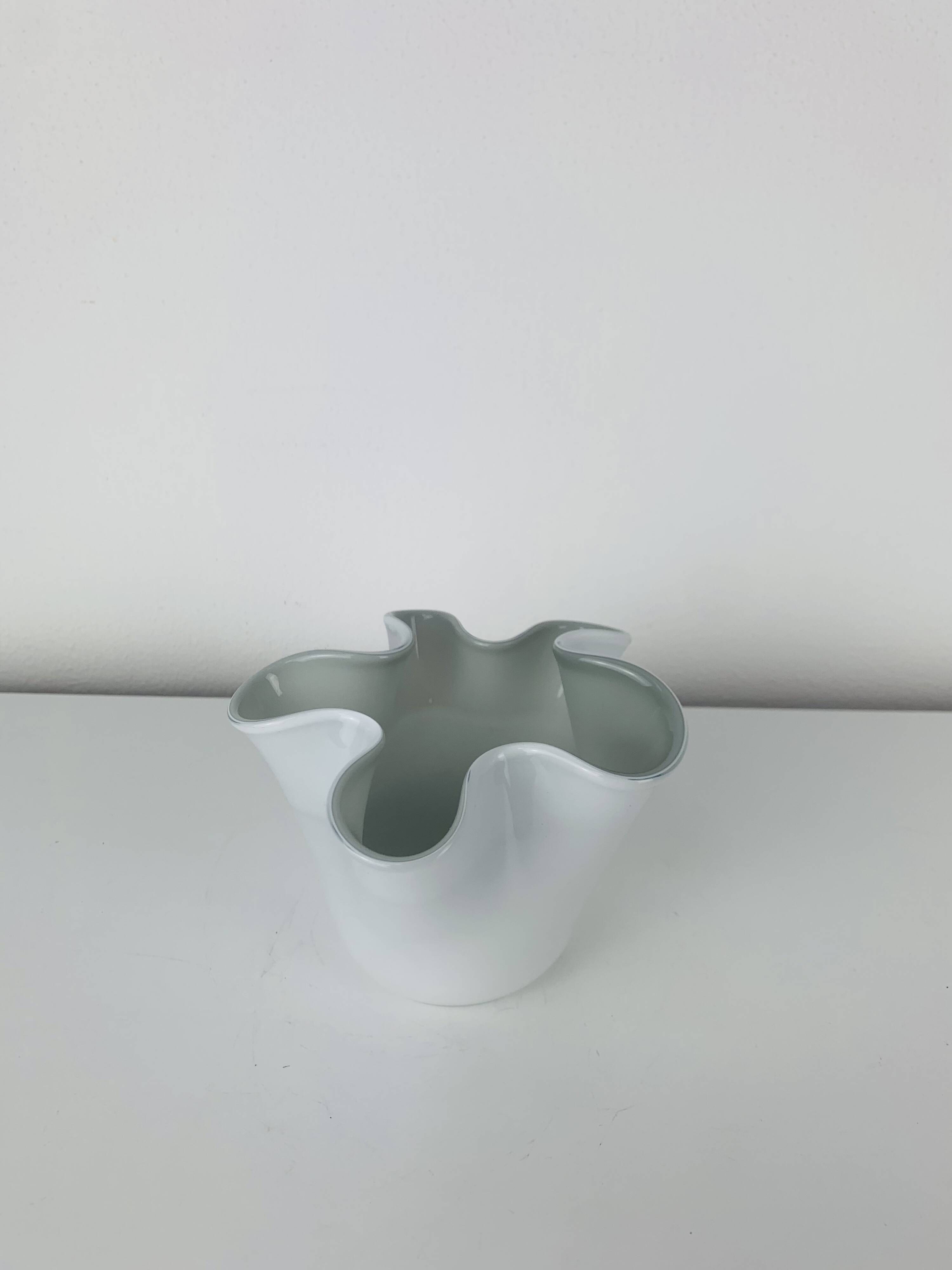 Vintage white glass handkerchief vase