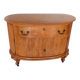 Half-moon commode from 1900 in lemon tree veneer, curved shape.