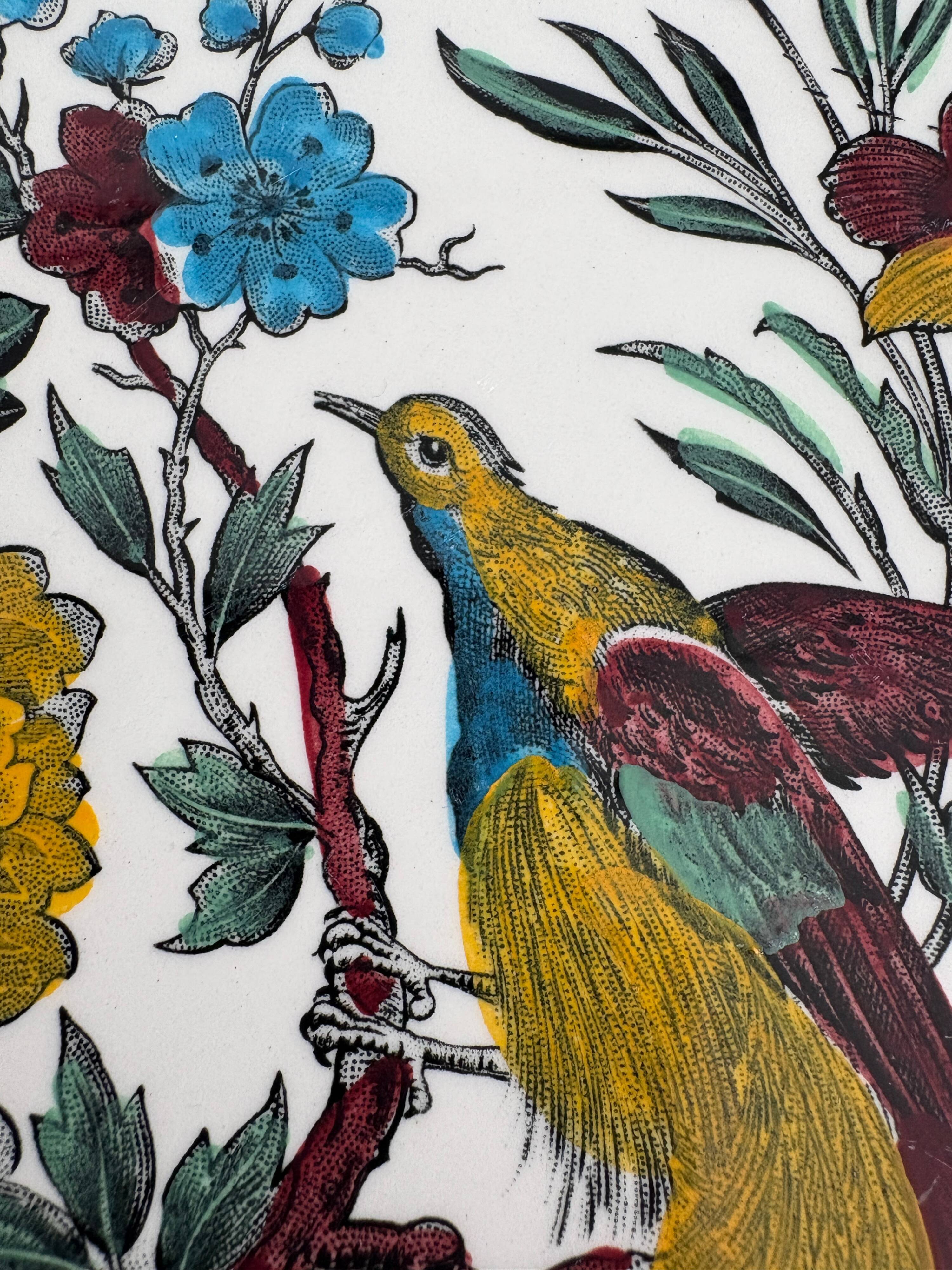 Large antique plate decorated with birds and flowers – Boch for Royal Sphinx