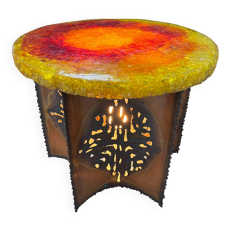 Table basse en résine lumineuse Accolay 1960