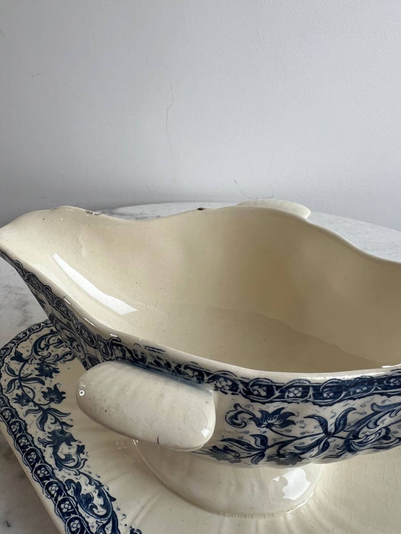 Saucière gien guirlandes 1937 terre de fer