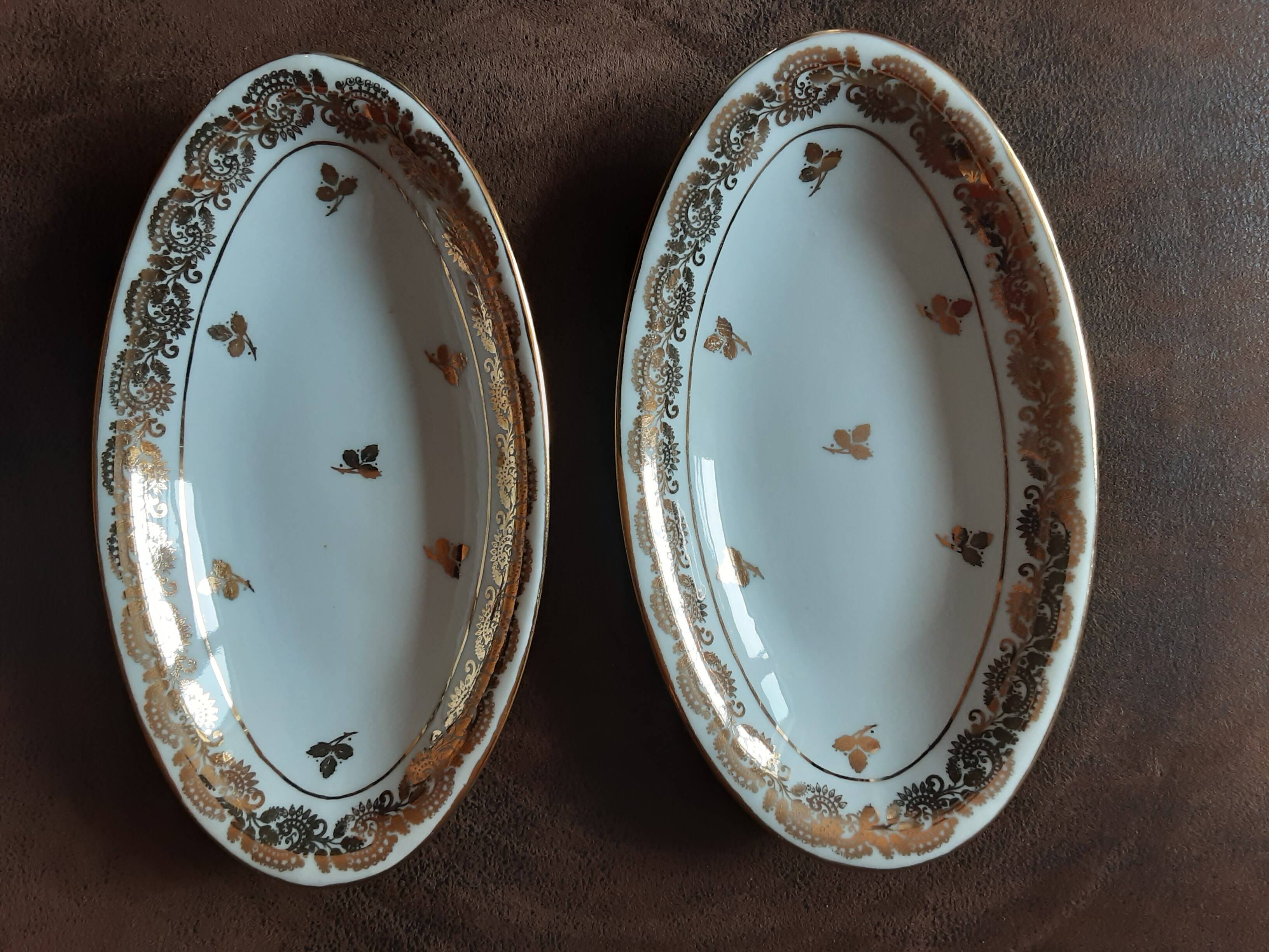 Set of 2 Limoges Porcelain butter dishes.