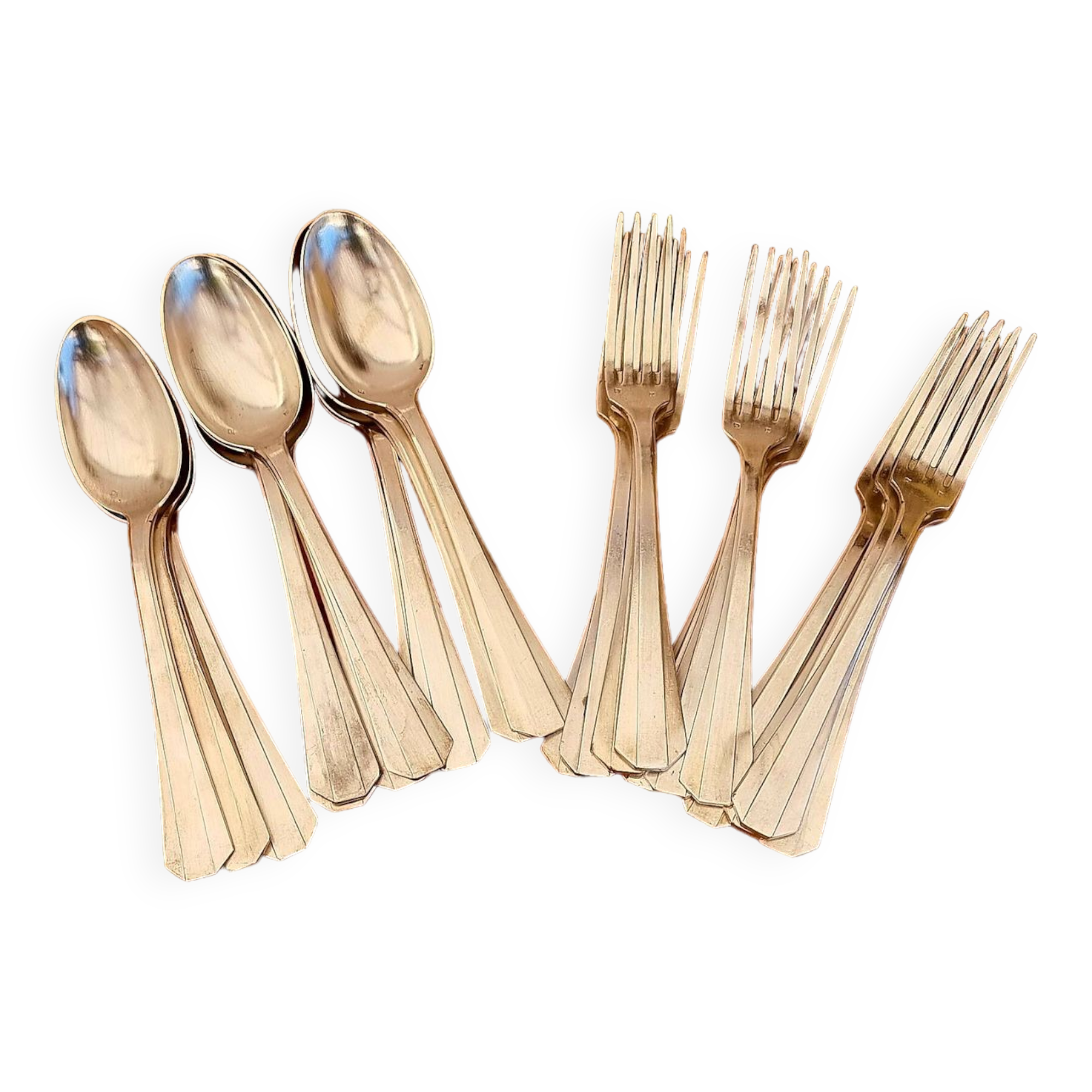 Set of 11 Art Deco silver-plated forks and spoons