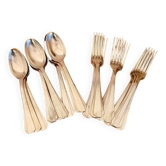 Lot de 11 fourchettes et cuillères Art déco en métal argenté