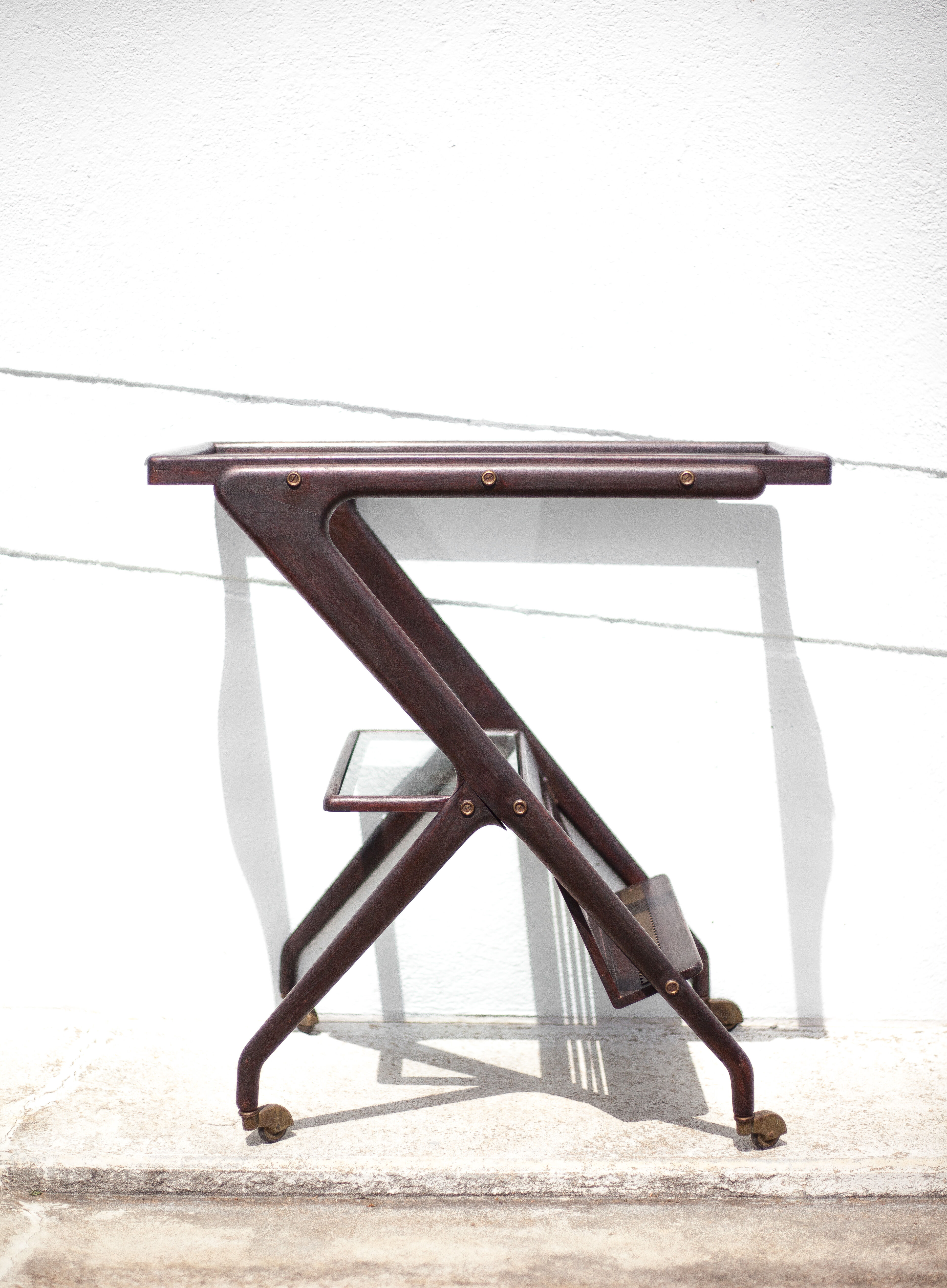 Serving rolling trolley, wood service, 50's