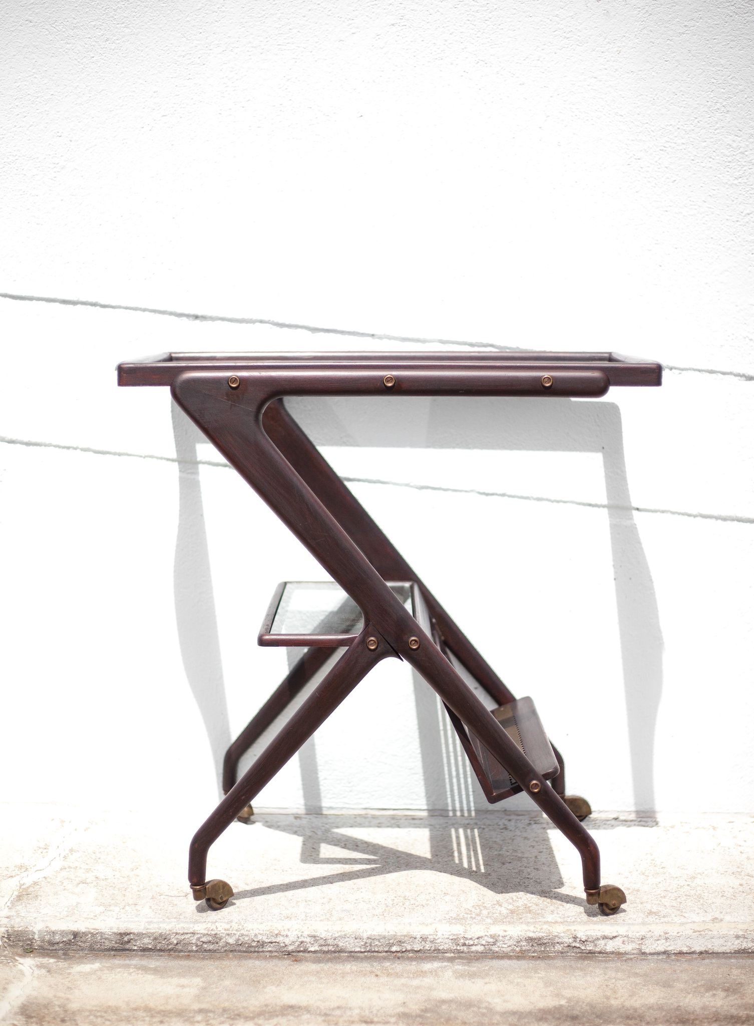Serving rolling trolley, wood service, 50's
