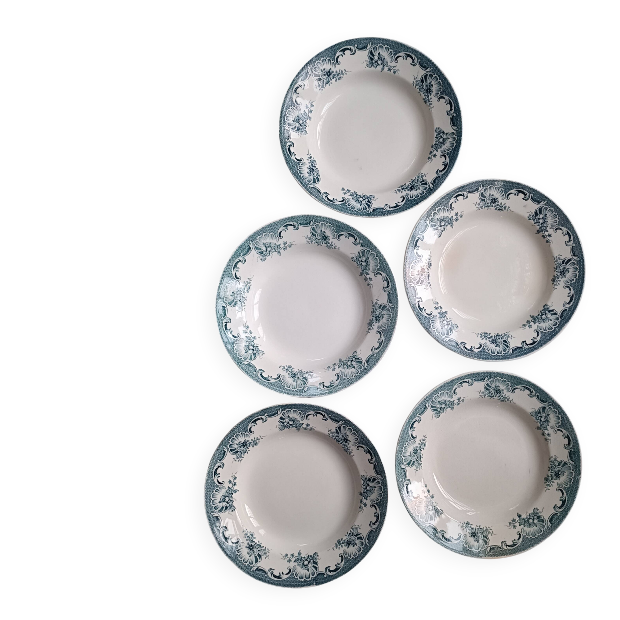 5 deep plates from Saint Amand ironstone