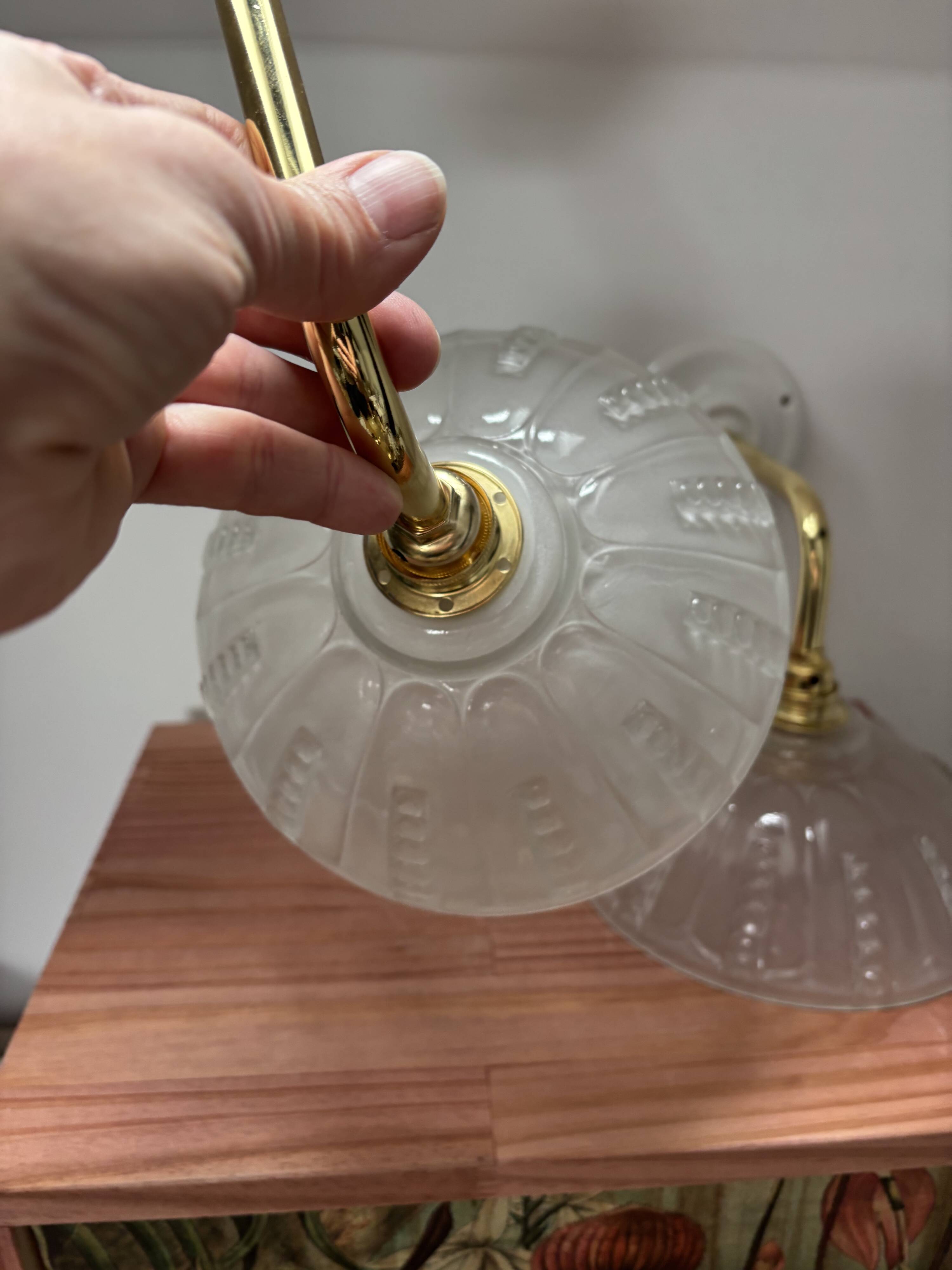 Pair of Art Deco glass gold wall sconces