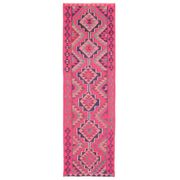 1970s Vintage Turkish Hand-Knotted Wool Cotton Pink Runner Rug 91x312