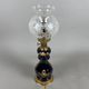 Antique French porcelain table lamp, brass and satin glass, 20th century.