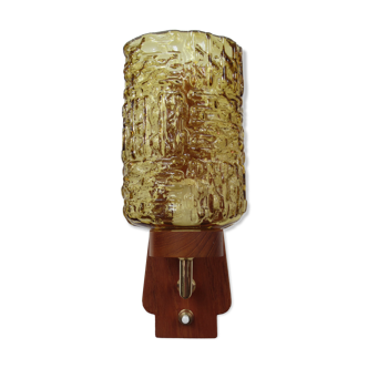 Scandinavian teak and glass wall lamp