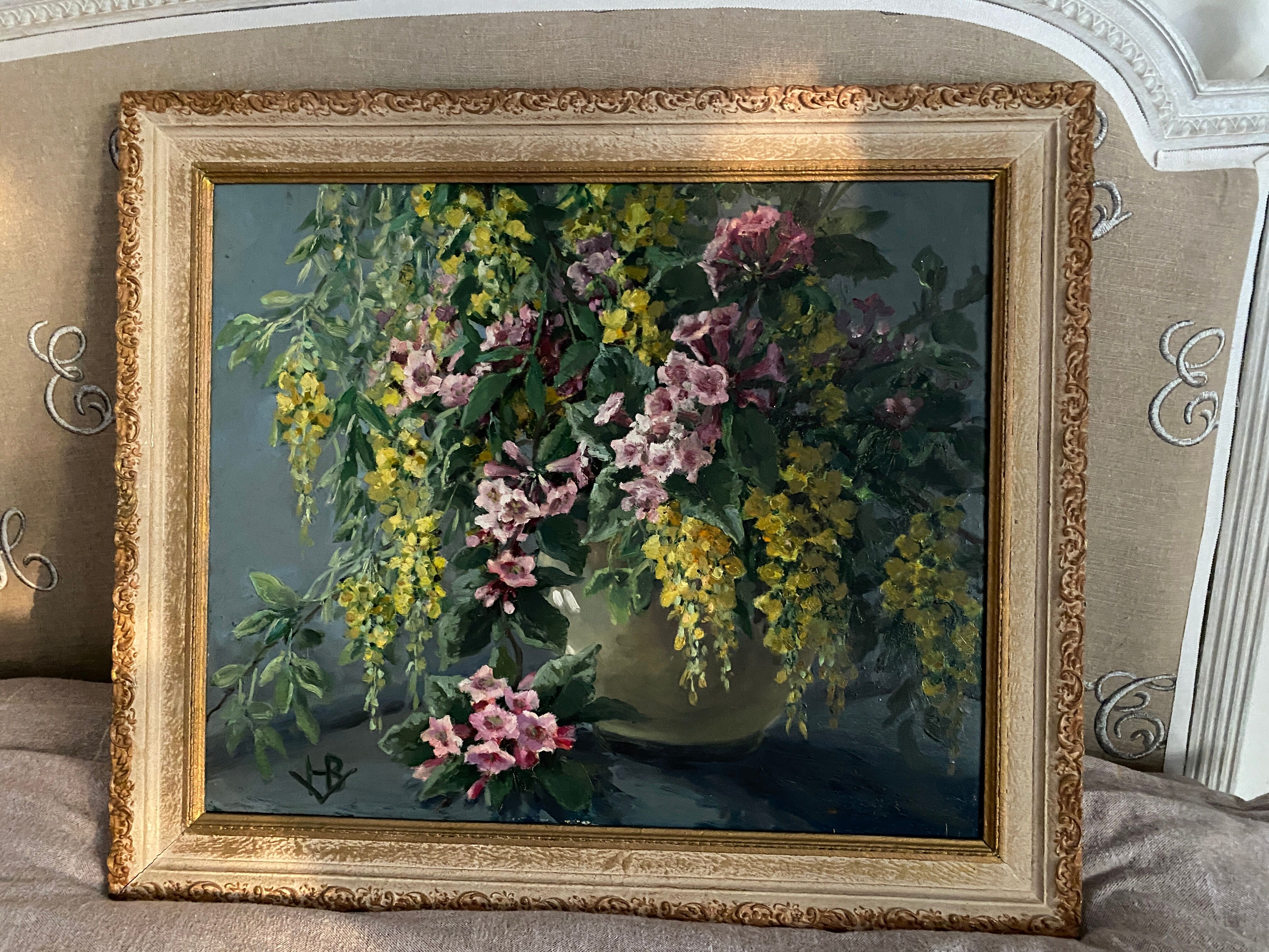 Huile sur toile « bouquet de fleurs »
