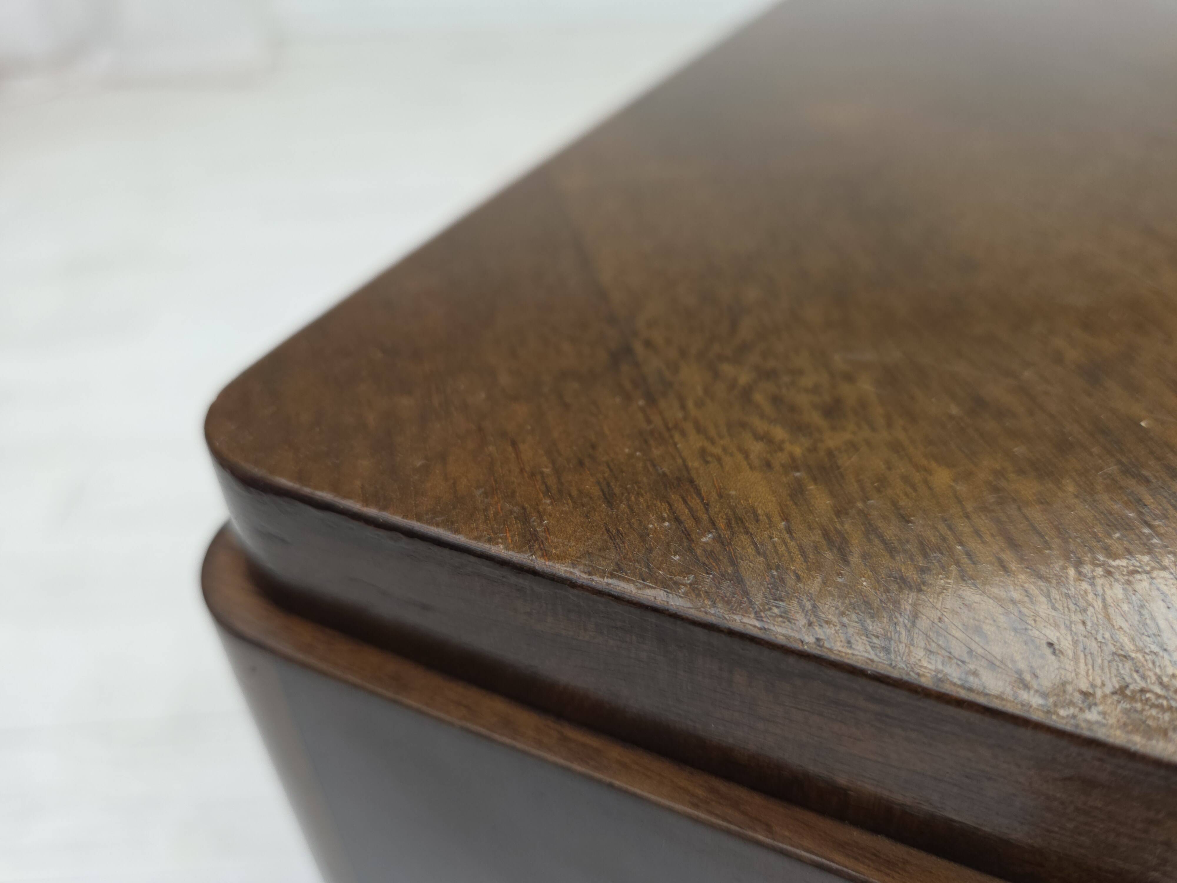 1960s, Danish radio/TV commode, laqered ash wood, wood marquetry door.