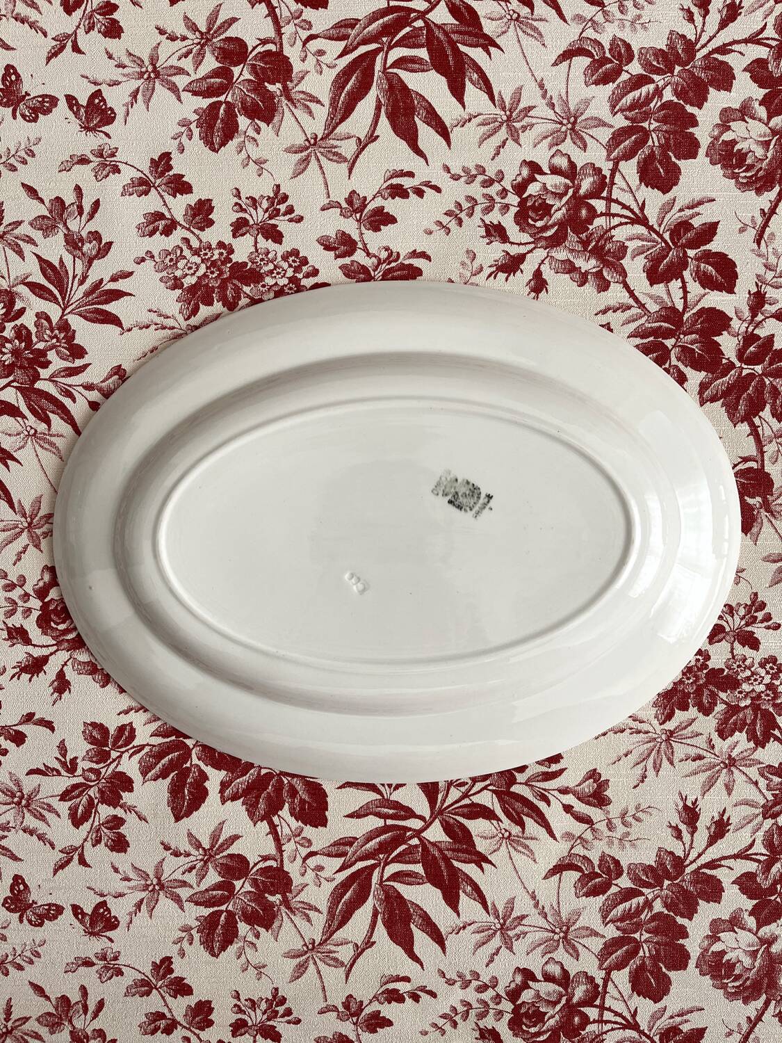 Oval white ironstone dish from Digoin and Sarreguemines