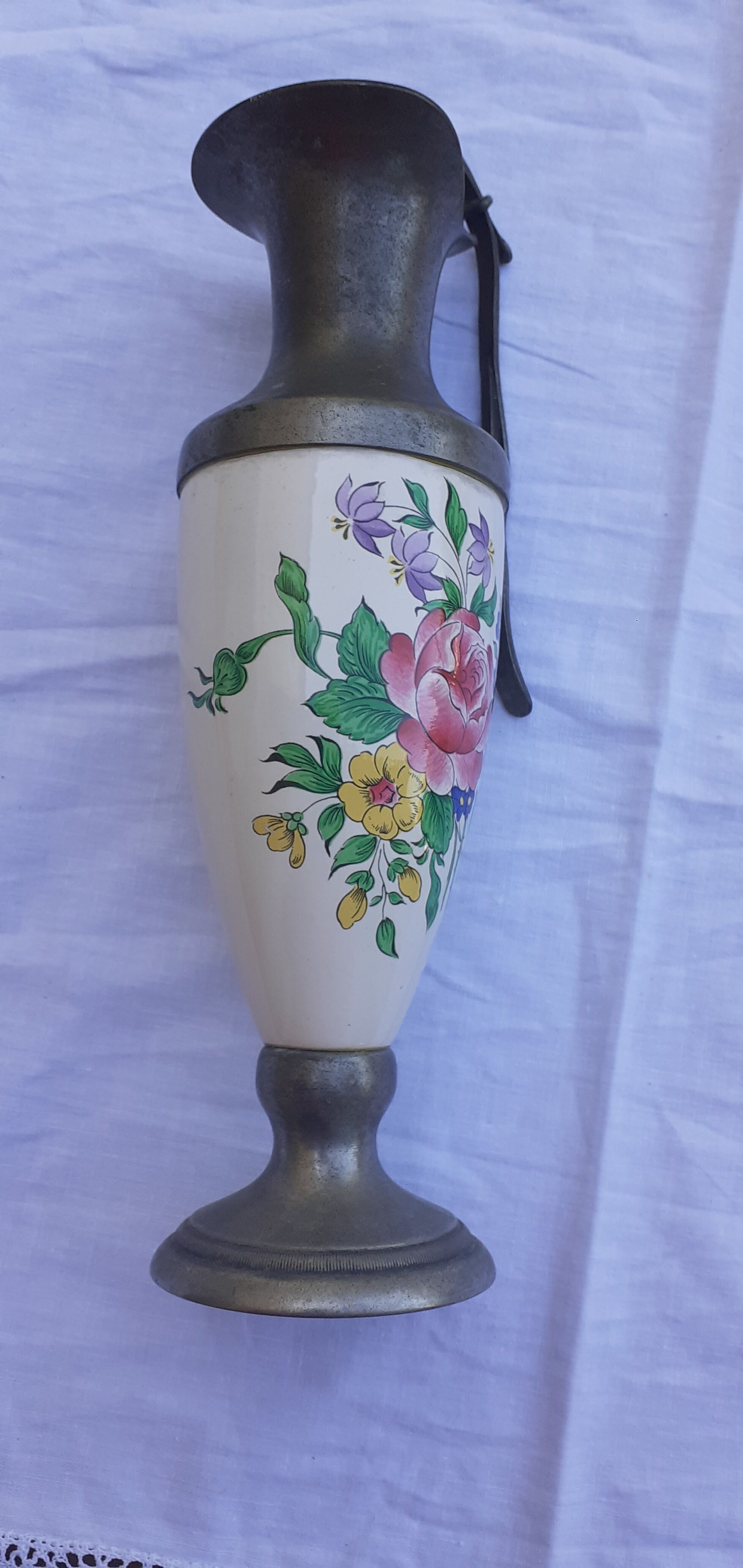 Tin and porcelain vase