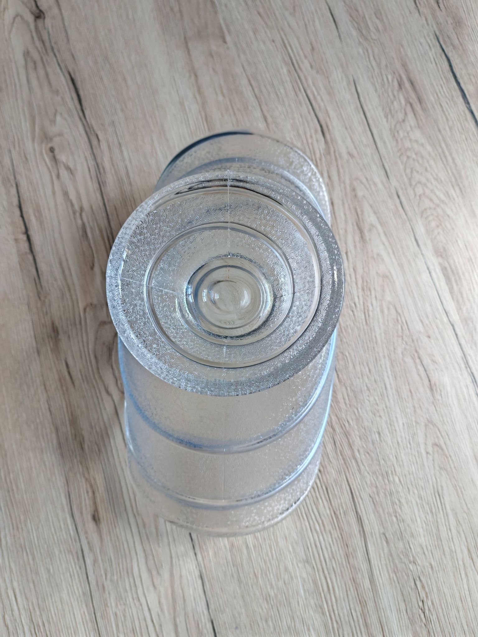 Large pressed moulded glass Art Deco blue frosted cup