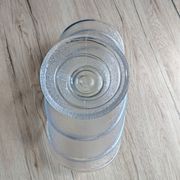 Large pressed moulded glass Art Deco blue frosted cup