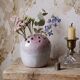 Glazed terracotta flower holder signed PB 86, vintage 1980s.