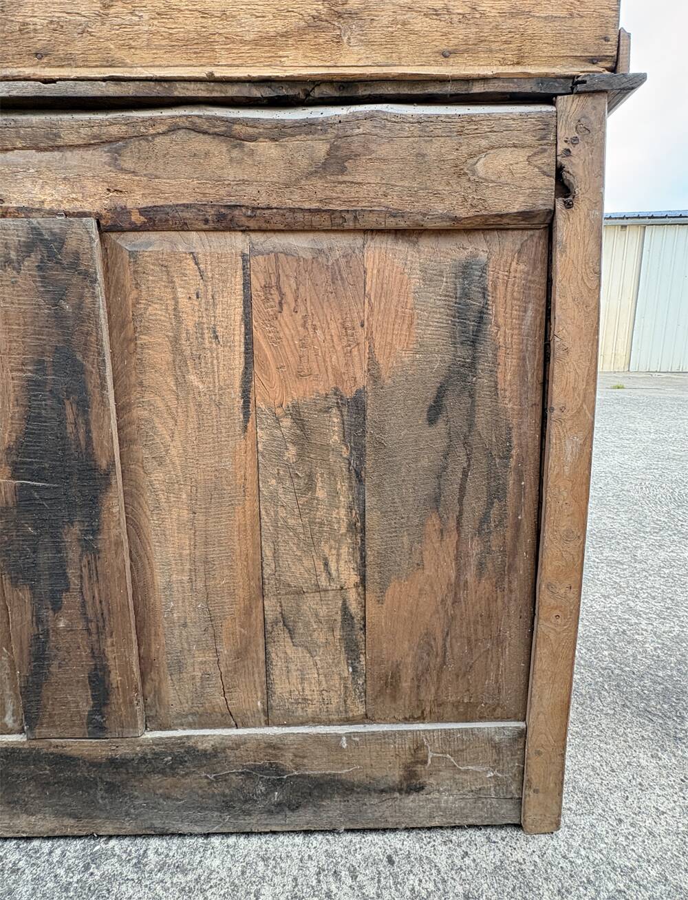 Two-body oak sideboard, circa 1890 — antique glasses and assembly