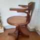 Swivel desk in walnut and rattan