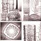 Ensemble de 2 vases en verre pressé de cire vintage / František Pečený / 1972