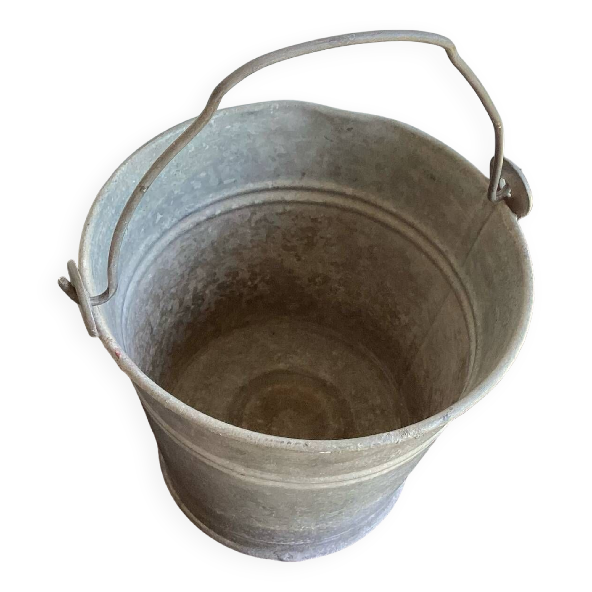 Old small galvanized steel bucket