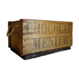 Old wooden box screen-printed Chocolate Menier