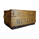 Old wooden box screen-printed Chocolate Menier