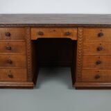 Bureau / Comptoir de Magasin Antique Art Nouveau en Chêne Sculpté, Pays-Bas, Début du 20ème Siècle