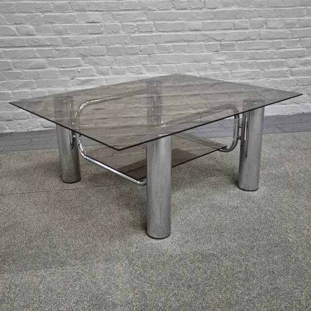Vintage italian chrome coffee table -1970's