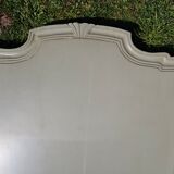 2 headboards striped fabric and wood painted putty color