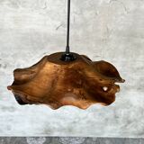 Small pendant light in corrugated teak leaf (Small D:30 H:20)