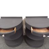 Pair of rounded bedsides revamped art deco