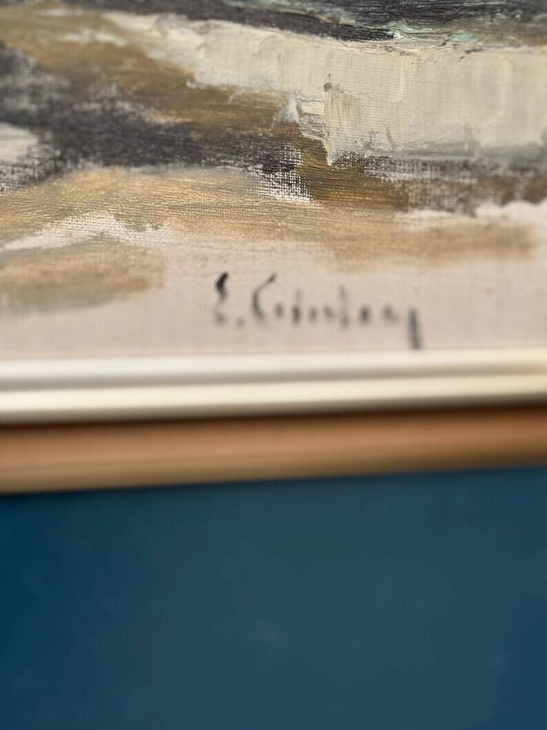 Large Original Swedish Oil on Canvas – 'Coastal Landscape' by Eric Cederberg (1897–1984) – Signed – vintage and framed – 36 × 87 cm (14.2 × 34.3 inches)