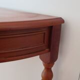 Set of 2 half-moon console tables with drawer - cherry wood - Louis Philippe style
