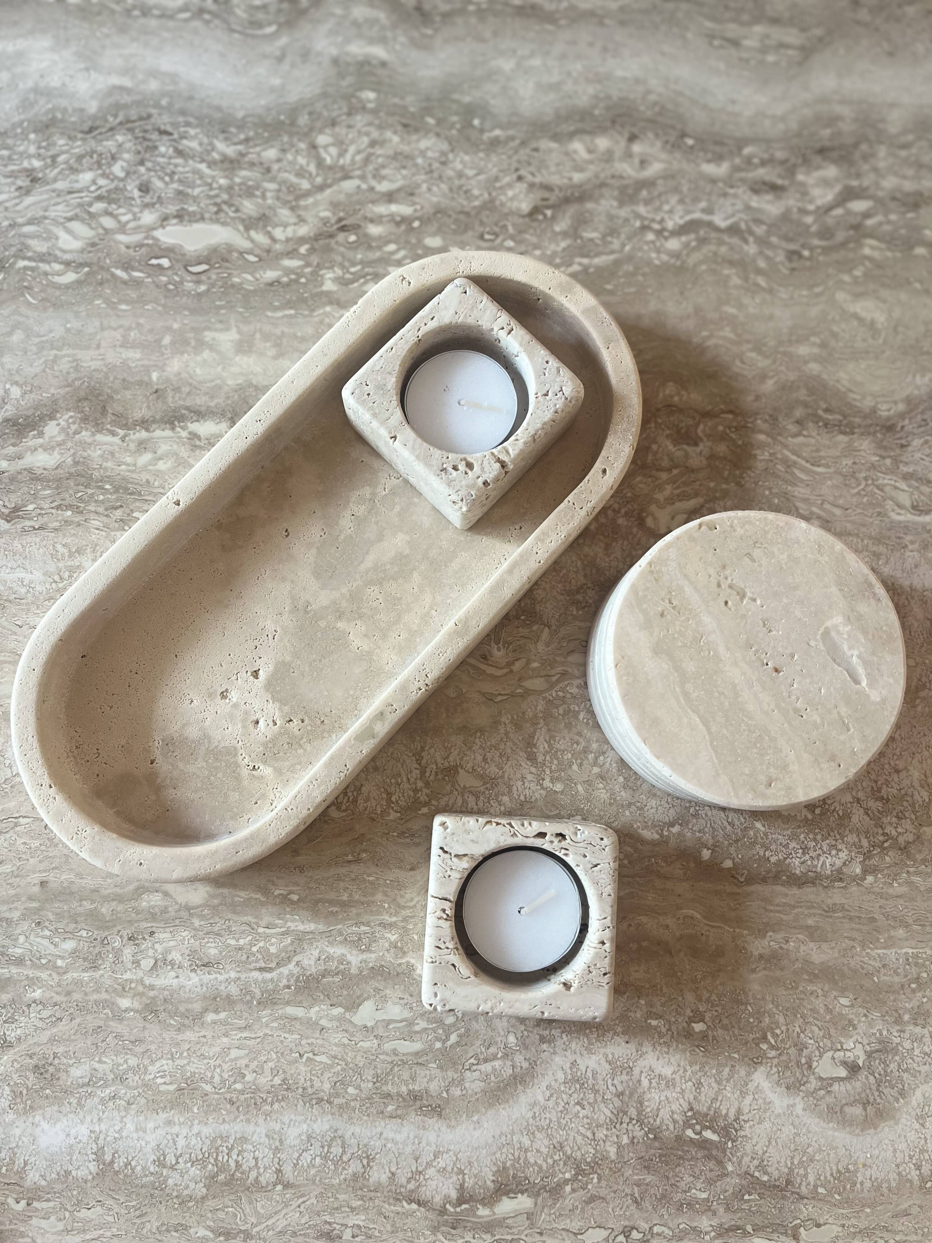 Pocket tray decorative oblong travertine oval tray decorative raw travertine