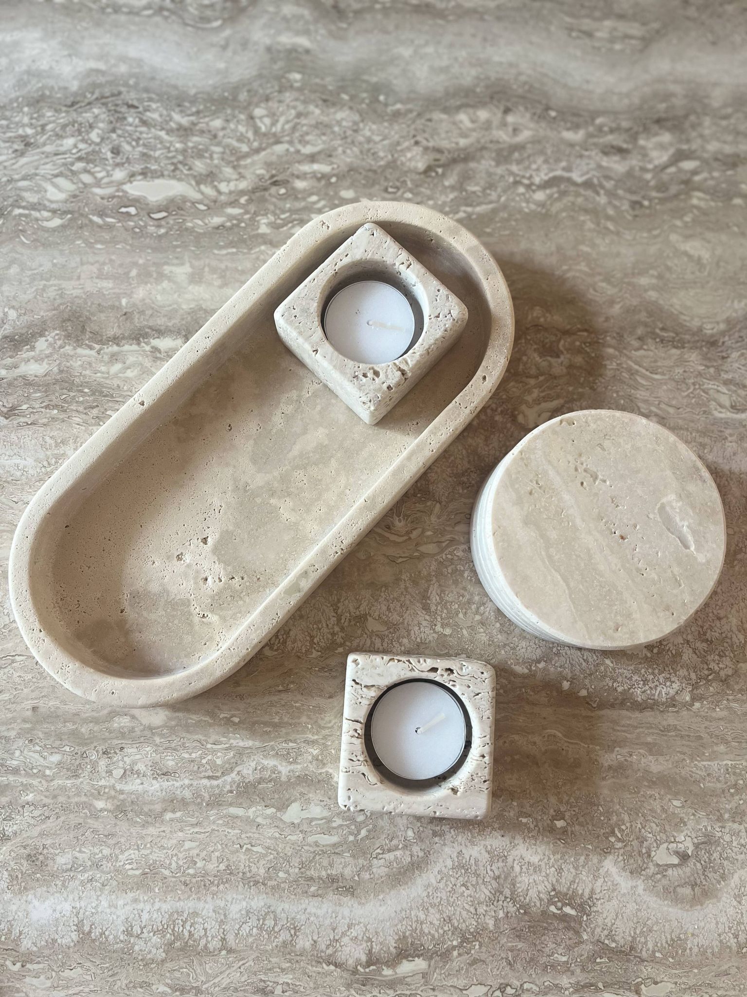 Pocket tray decorative oblong travertine oval tray decorative raw travertine