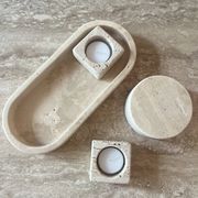 Pocket tray decorative oblong travertine oval tray decorative raw travertine