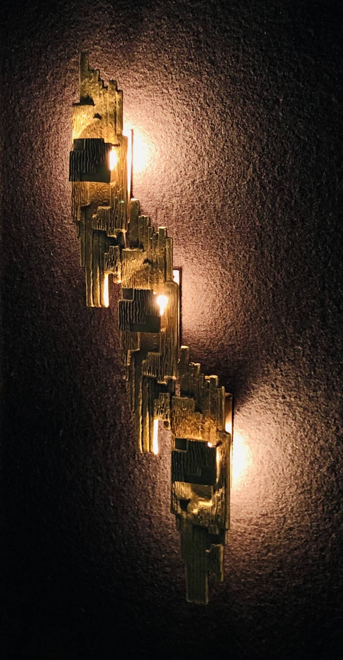 Applique brutaliste en bronze par Maxime Delo, Italie années 70
