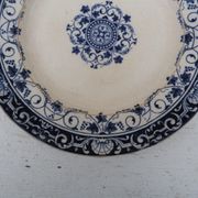 Ancient plate 1900 white and blue ceramic Jules Vieillard Bordeaux