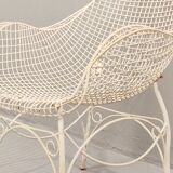 pair of garden chairs in forged iron painted 1950